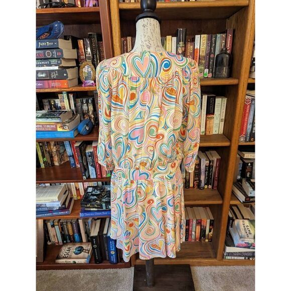 LOVE Moschino drop waist colorful 3/4 sleeve heart dress sz 2 nwt - Picture 2 of 6